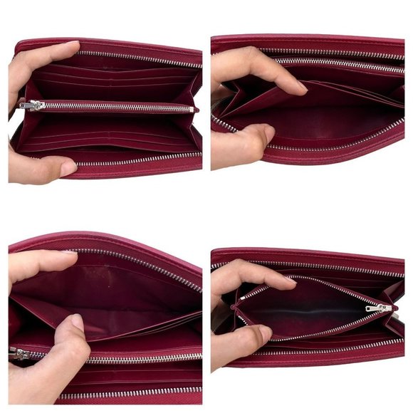 Wallet Long Zipper Red Leather Used Vintage - Picture 9 of 9